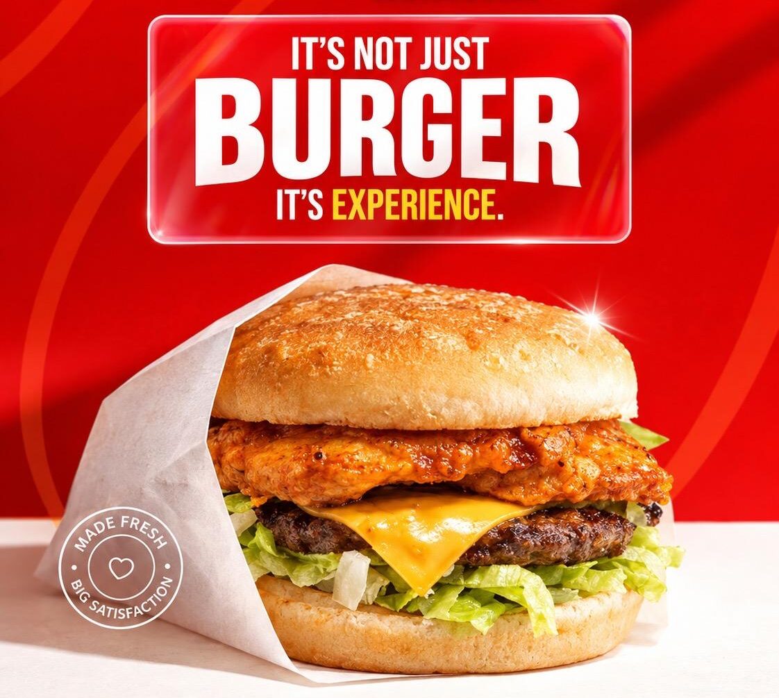 Juicy freshly prepared burger